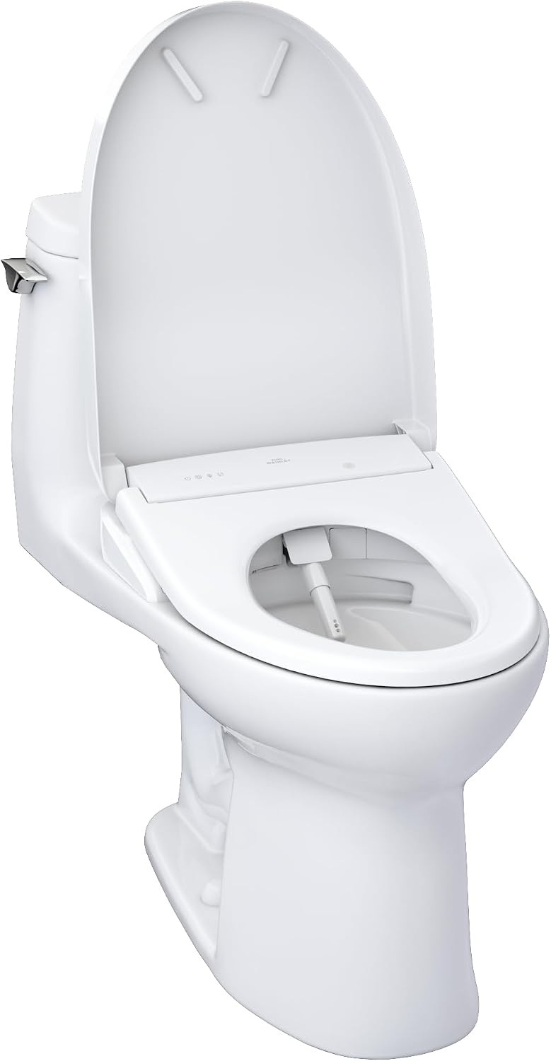 TOTO® WASHLET®+ UltraMax® II 1G® One-Piece Elongated 1.0 GPF Toilet with Auto Flush WASHLET®+ S7 Contemporary Bidet Seat, Cotton White - MW6044726CUFGA#01