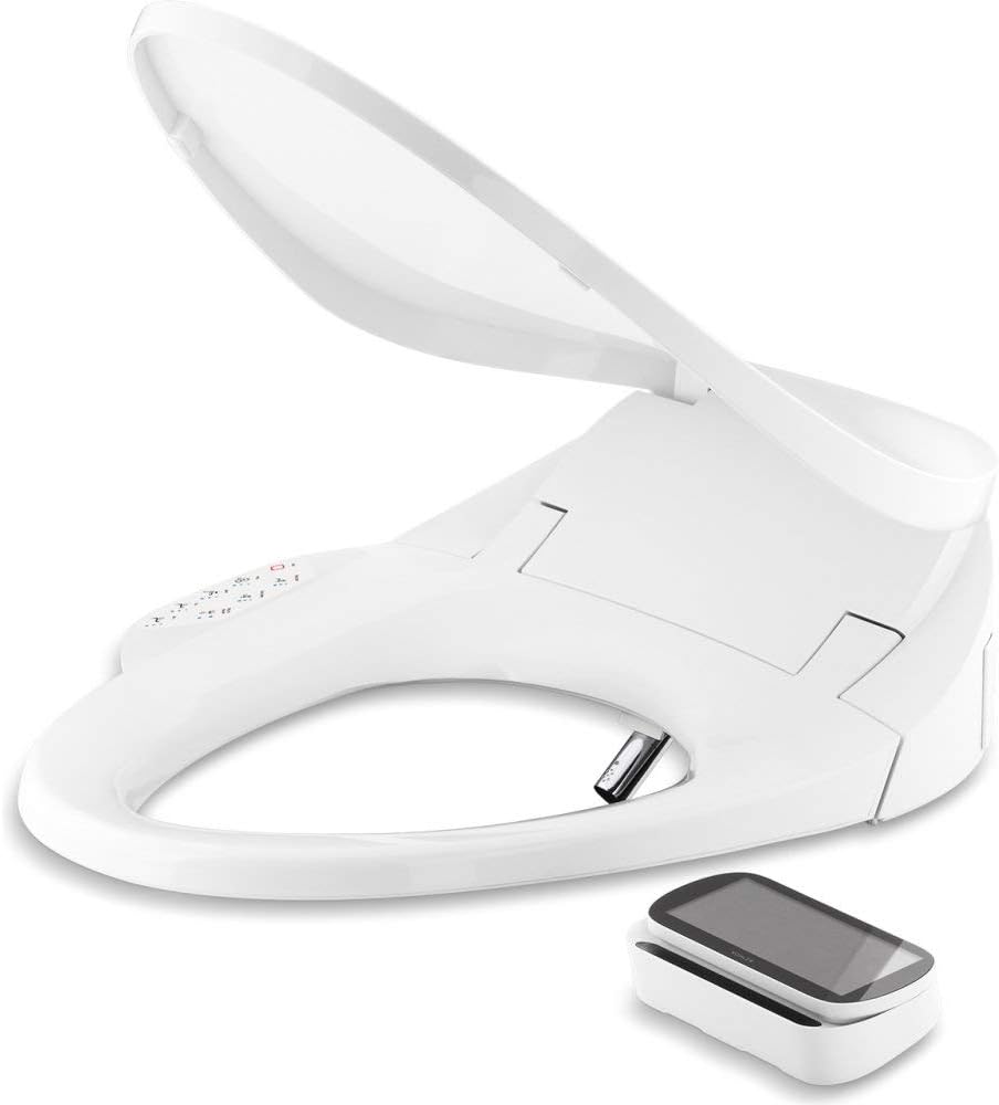 Kohler PureWash E750 Elongated Heated Bidet Toilet Seat, White with Touchscreen Remote Control, Quiet-Close Grip-Tight Lid, Self-Cleaning Wand, Warm Water Bidet, Adjustable Water Pressure, Nightlight