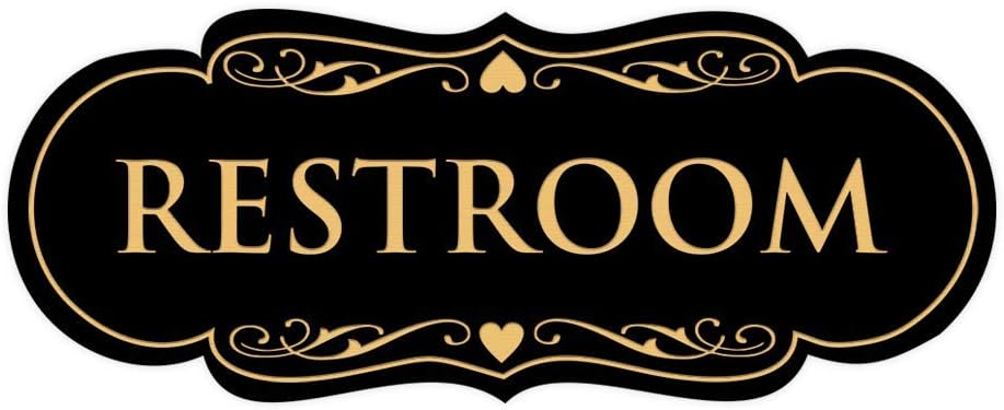 All Quality Designer Restroom Wall or Door Sign - Bathroom Signage | Durable Plastic and Easy Installation | (Multipacks)