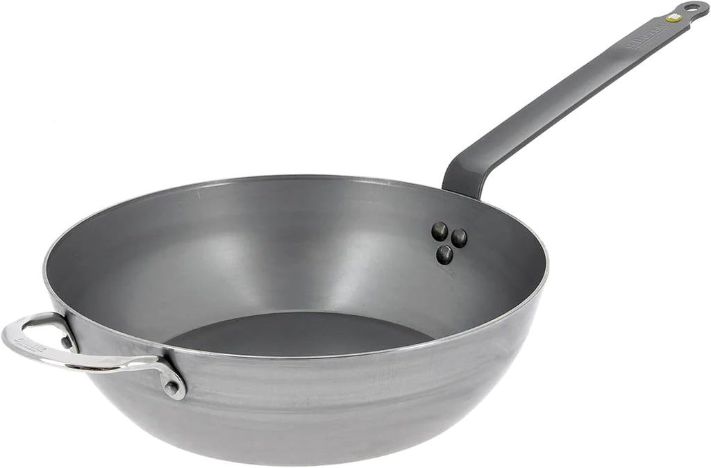 de Buyer MINERAL B Carbon Steel Country Fry Pan - 12.5' Diameter, 8.9' Cooking Surface - Ideal for Sauteing, Simmering, Deep & Stir Frying, One-Pan Meals - Naturally Non-Stick Finish - Made in France