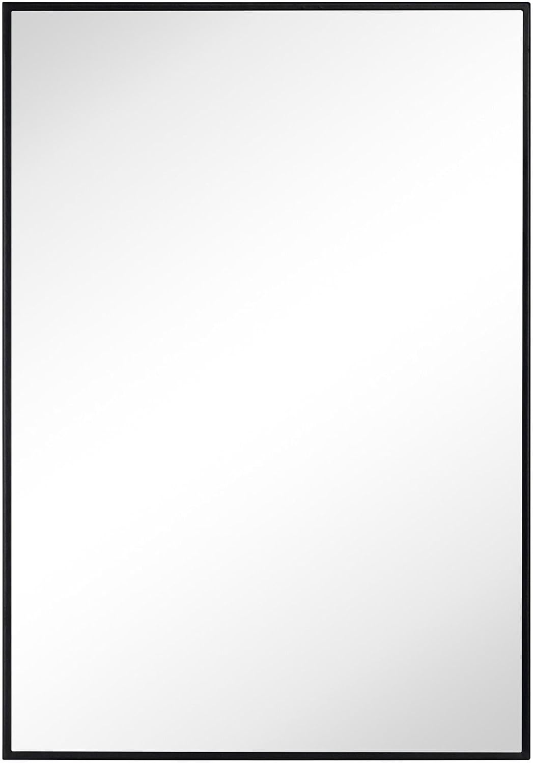 TEHOME 16.5'' x 24'' Black Recessed and Surface Mount Bathroom Medicine Cabinet with Mirror Matt Black Square Cornered Metal Framed Rounded Rectangle Medicine Cabinet Mirror