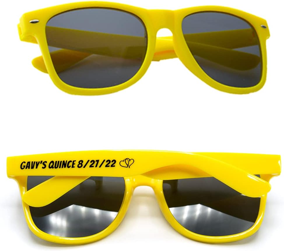 Personalized Sunglasses Bulk Party Favors Adult Gifts Custom Wedding/Bachelor/Birthday/Bridal/Groomman/Company Personalized Party Sunglasses Gifts for Guests (80PC Yellow)