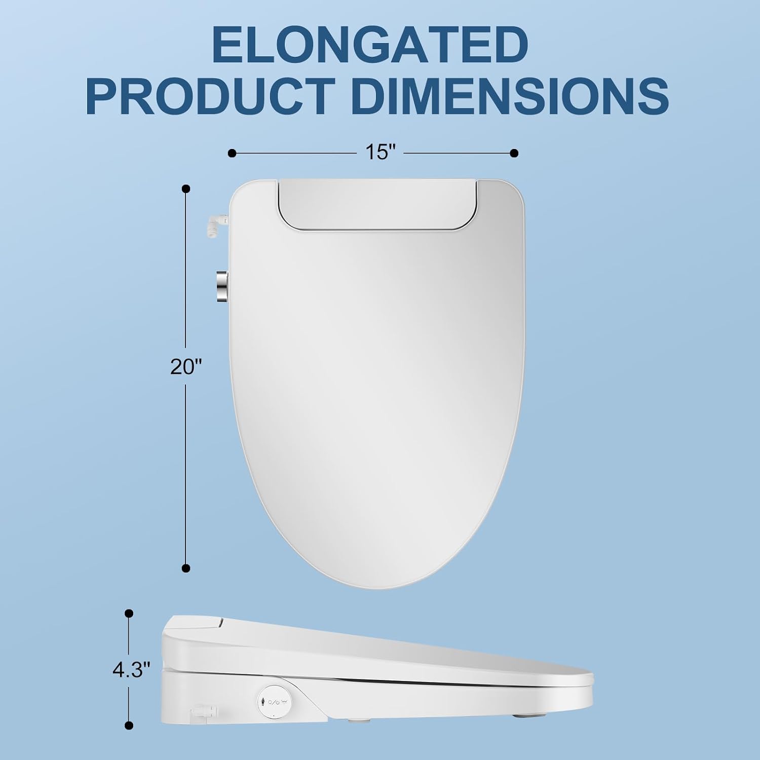Bidet Toilet Seat Elongated, Electric, Warm Water with Air Dryer, Heated Seat, Front and Rear Wash, LED Nightlight, Wireless Remote, White, Y101