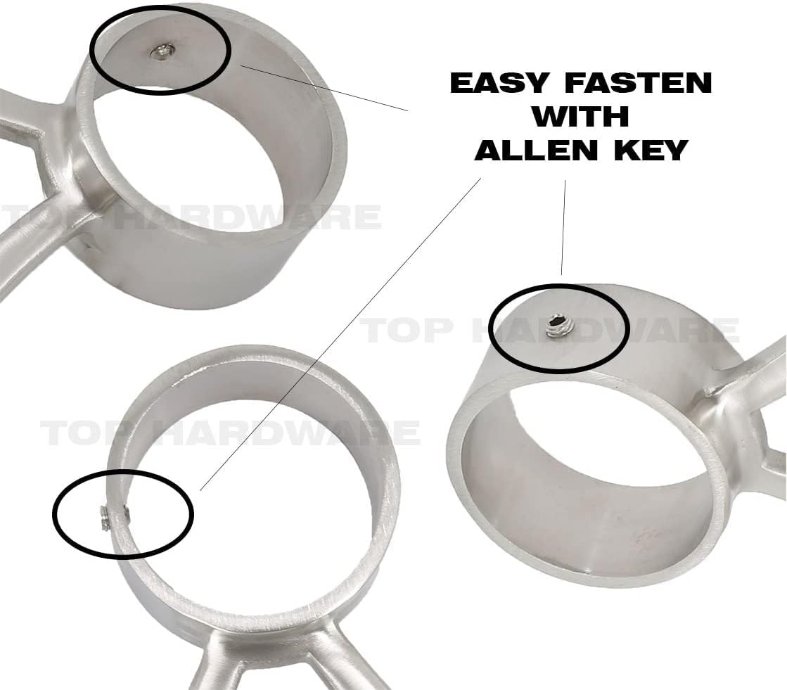 Solid Bar Mount Foot Rail Kit (Custom-Made), 2' OD Brushed Stainless Steel Tubing, Bar Mount Foot Rail Bracket, End Cap (Domed End Cap, 2 ft (24 in x 1))