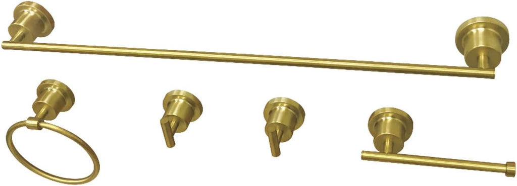 Kingston Brass BAH8212478SB Concord 5-Piece Bathroom Accessory Set, Brushed Brass