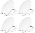 Mayfair Cassel Slow Close Toilet Seat, Easy Clean, Non Slip Premium Wood Seat, Easy Install, Made in USA, Round, White, 4-Pack