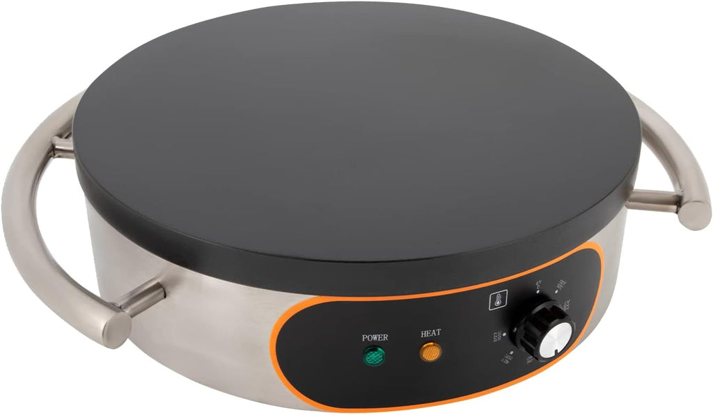 Electric Crepe Maker, 1500W 21' Commercial Desktop Circular Cereals Pancake Stove with Temp Control, Mini Pancake Makers, Non Stick Big Hotplate Griddle Crepe Pan for Kitchen,Snack Stand,Dessert Shop