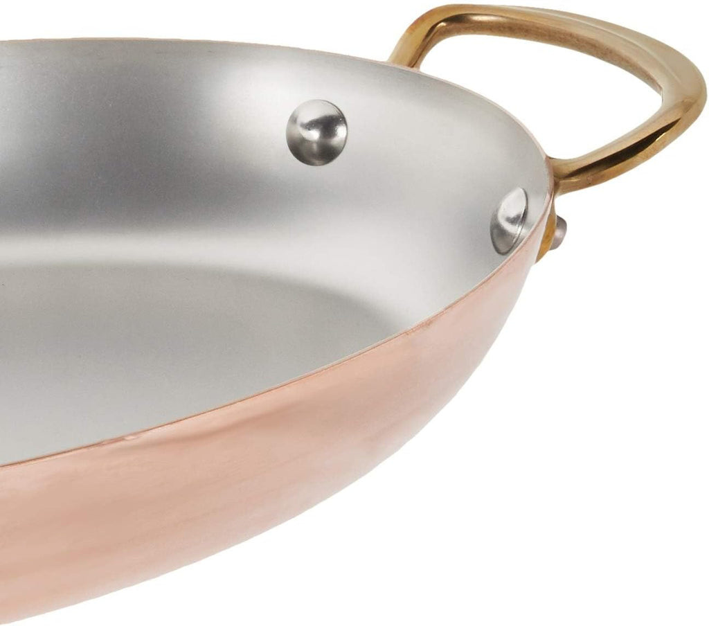 Mauviel M'150 B 1.5mm Polished Copper & Stainless Steel Oval Pan With Brass Handles, 11.8-in, Made in France