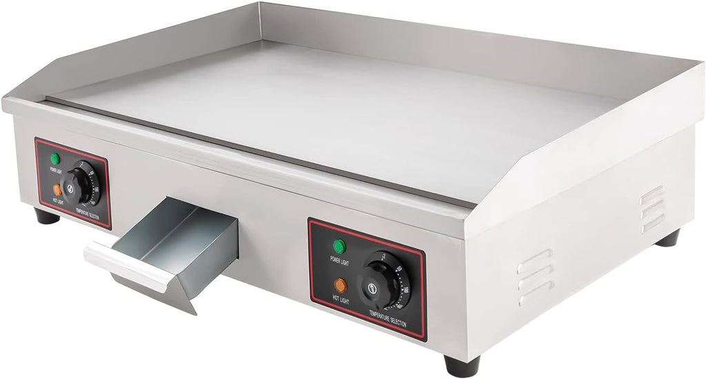 Electric Flat Top Grill Indoor & Outdoor 3000W Commercial Countertop Griddle 28.7'x15.7' Stainless Steel Flat Top Teppanyaki Grill with Dual Independent Thermostatic Control(NO PLUG)