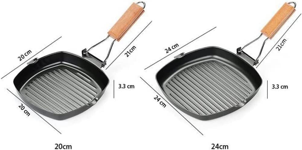 Frying Pan,Folding Square Pan Non-Stick Meat Skillet BBQ Folding Griddle Frying Kitchen Supplies Easy Clean Skillet Griddle for Picnic Camping Wok(20cm)