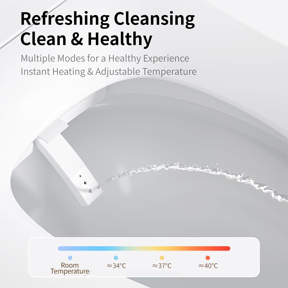 Smart Toilet Bidet with Auto Open Close One Elongated Toilet with Tank Built in,with Warm Water Sprayer and Dryer, Instant Warm Water,Heated Seat,CSA,Power Outage Flushing Mode