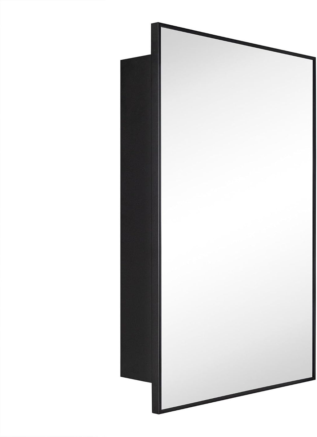 TEHOME 20'' x 30'' Black Recessed and Surface Mount Bathroom Medicine Cabinet with Mirror Matt Black Square Cornered Metal Framed Rounded Rectangle Medicine Cabinet Mirror