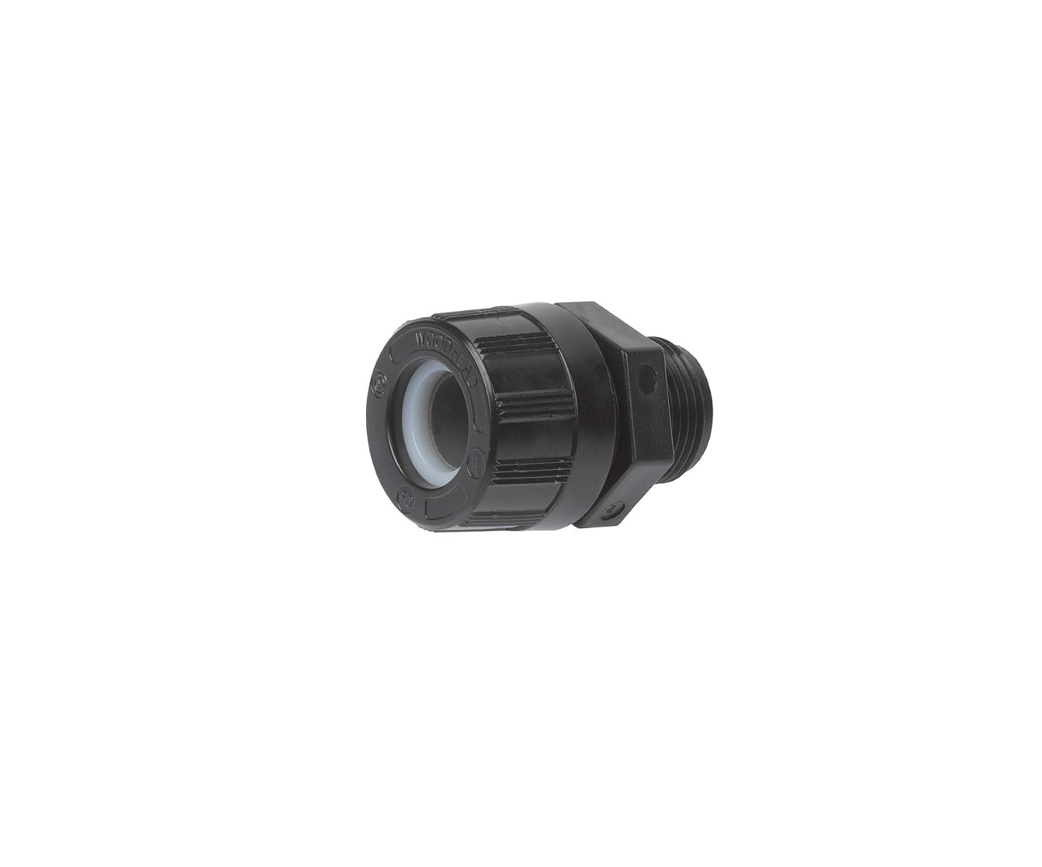 Woodhead 5528WBLK Cable Strain Relief Grip, Locknut, Black Max-Loc Cord Seal, Straight Male, 1/2' NPT Thread Size, Green Grommet Color, .375–.437' Cable Diameter