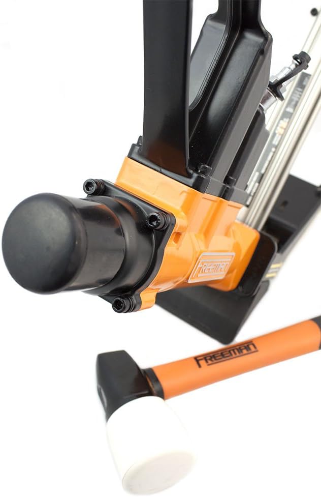 Freeman PF18GLCN Pneumatic 18-Gauge 1-3/4' L-Cleat Flooring Nailer with Flooring Mallet and Interchangeable Base Plates