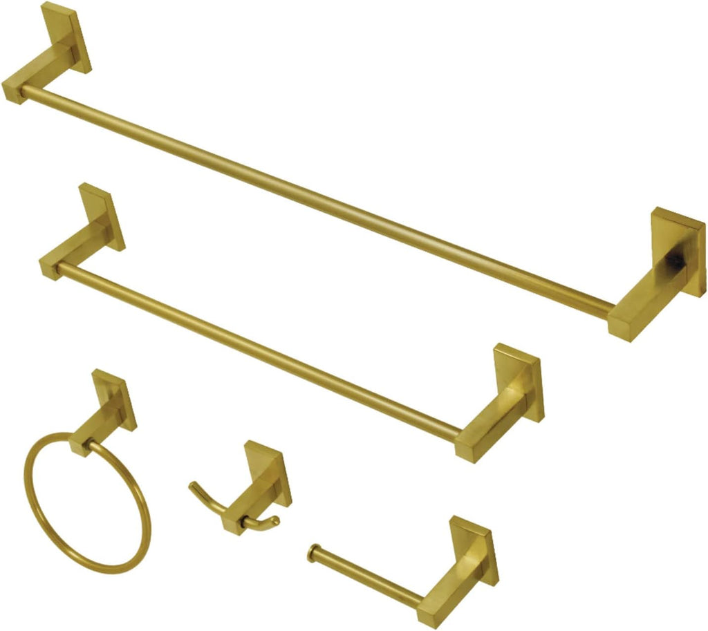 Kingston Brass BAHK8212478BB Continental 5-Piece Bathroom Accessory Set, Brushed Brass