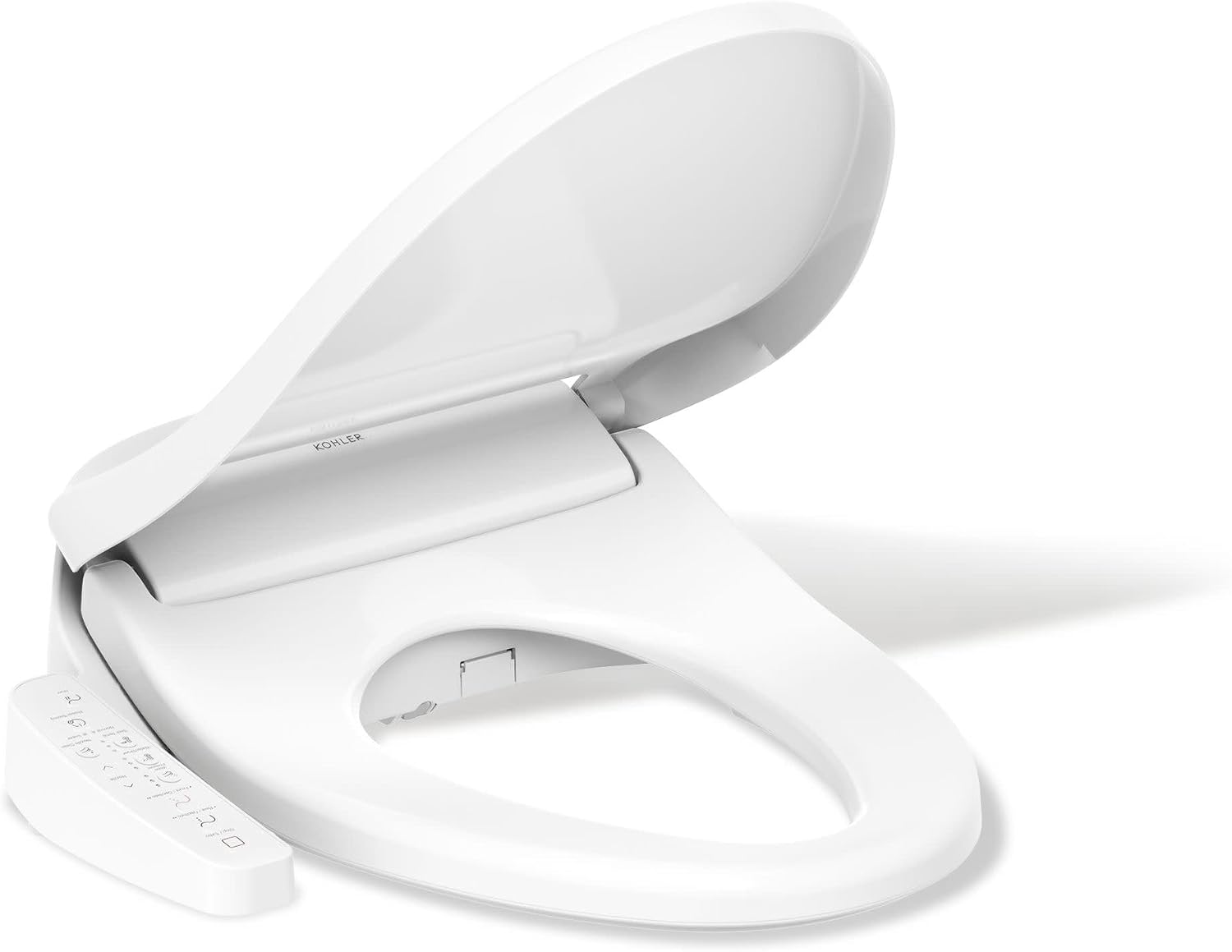 Kohler PureWash E580 Elongated Bidet Toilet Seat, White, Quiet-Close Lid Prevents Slamming, Self-Cleaning Wand, Adjustable Water Pressure with Multiple Cleansing Options