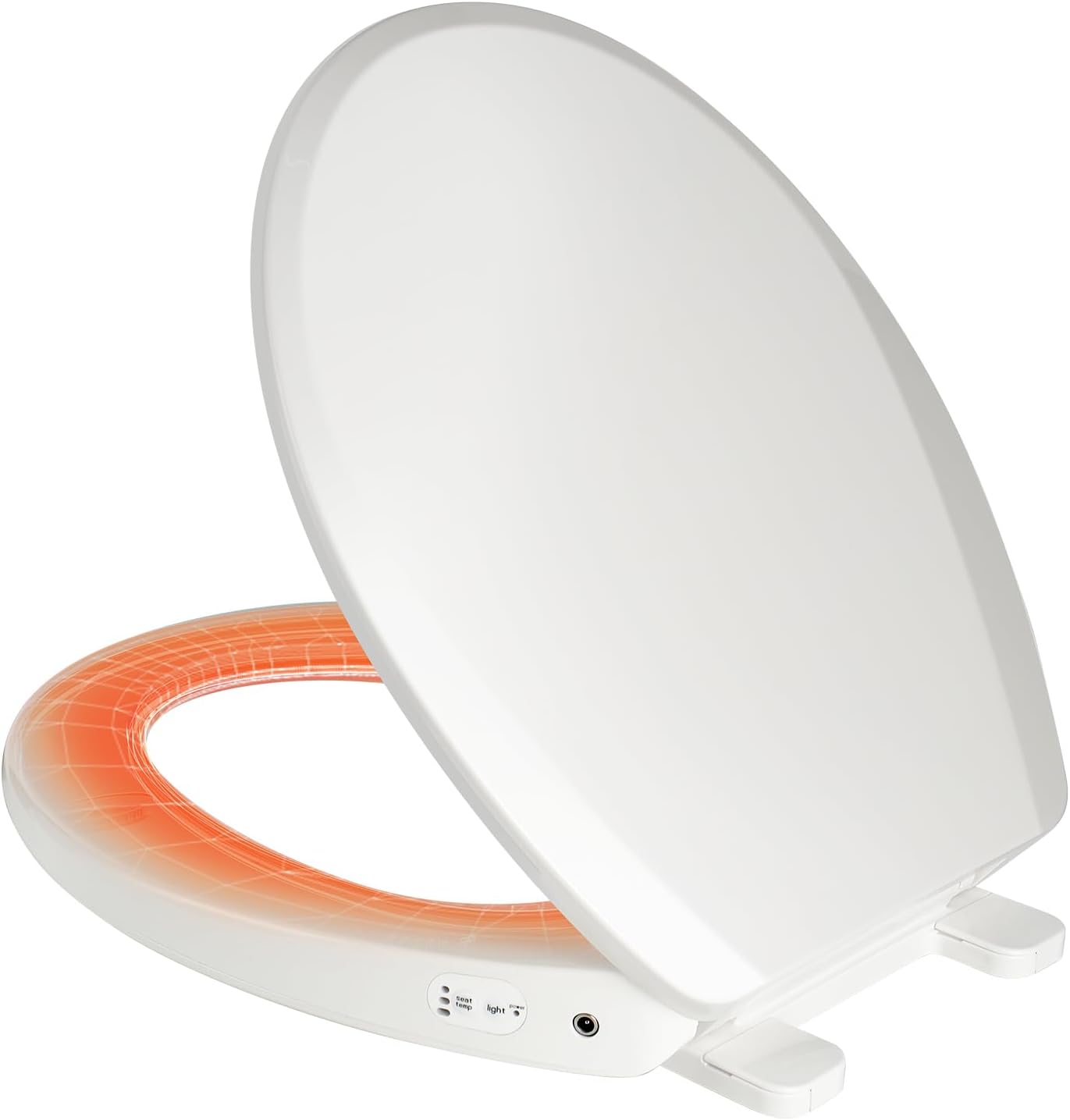 Clirass Round Heated Toilet Seat with Night Light, Three Temperature Settings Heated Seat,70 in Power Cord, Fit Round Toilet, Cold Water Bidet Function Toilet Seat With Slow Close