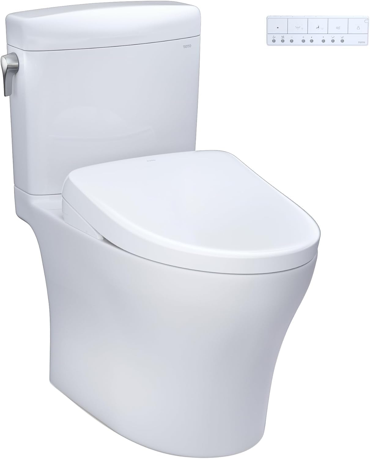 TOTO® WASHLET®+ Aquia IV® Cube Two-Piece Elongated Dual Flush 1.28 and 0.9 GPF Toilet with Auto Flush S7A Contemporary Bidet Seat, Cotton White - MW4364736CEMFGNA#01