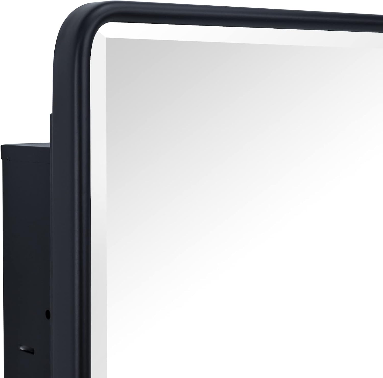 TEHOME Farmhouse Black Metal Framed Recessed Bathroom Medicine Cabinets with Mirror Rounded Rectangle Medicine Cabinet with BeveledMirros,16.5x27.5''