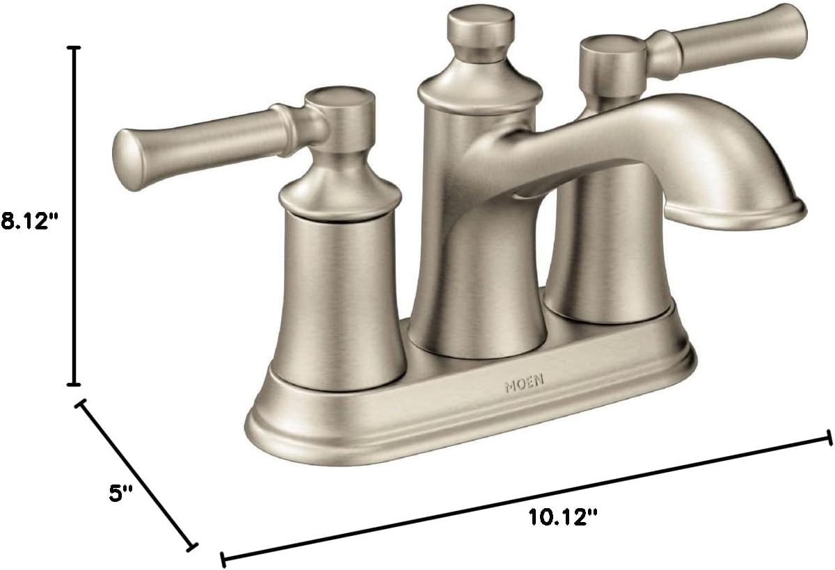 Moen Dartmoor Brushed Nickel Traditional Two Handle Centerset Bathroom Sink Faucet, 6802BN