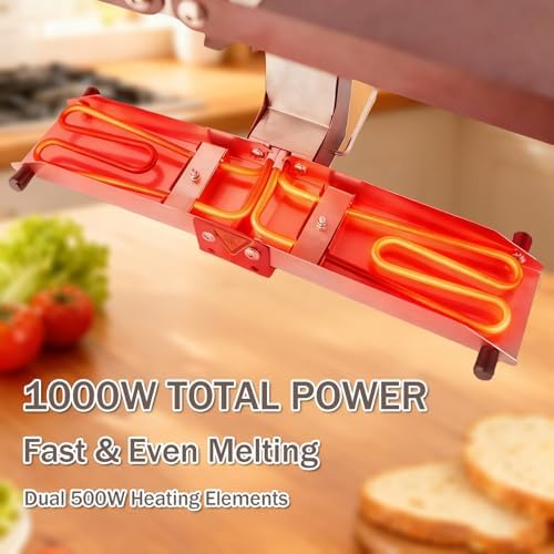Multi-Function Electric Raclette Cheese Melter, Commercial Grade for Half Round, Blocks & Wedges, Adjustable Foldable Design for Versatile Menu Options