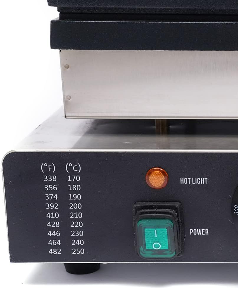 Waffle Making Machine, 110V 2000W Commercial Square Shaped Waffle Maker Electric Stainless Steel Rotatable Double-Head Heating Waffle Making for Tea Shops, Snack Bars, Dessert Shops (Square)