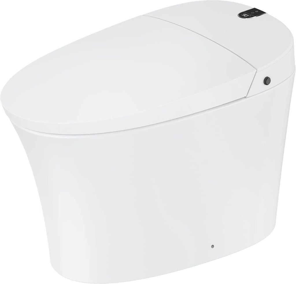 Elongated Smart Bidet Toilet Seat with Dual Flushing - One Piece Heated Toilet Seat Air Dryer - Tankless Toilet Bidet with 6 Levels of Seat and Wind Temperature