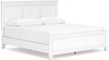 Signature Design by Ashley Fortman Transitional King Panel Bed with Tapered Feet, Foundation or Box Spring Needed, White