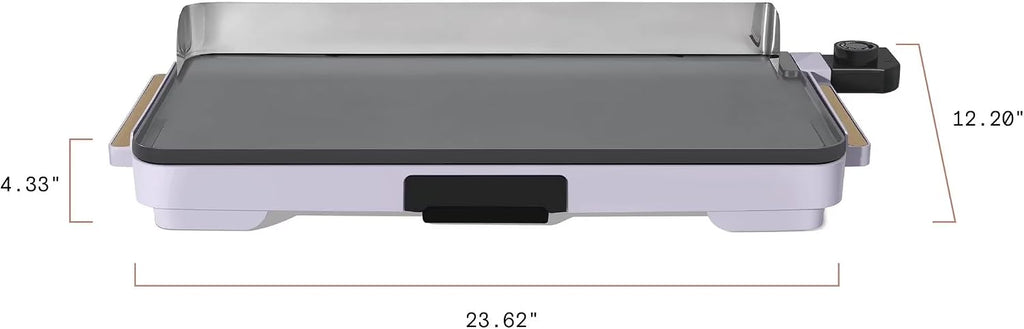 XL Electric Griddle 12' x 22' – Non-Stick, Family Size, Adjustable Temperature, Removable Drip Tray (Lavender)