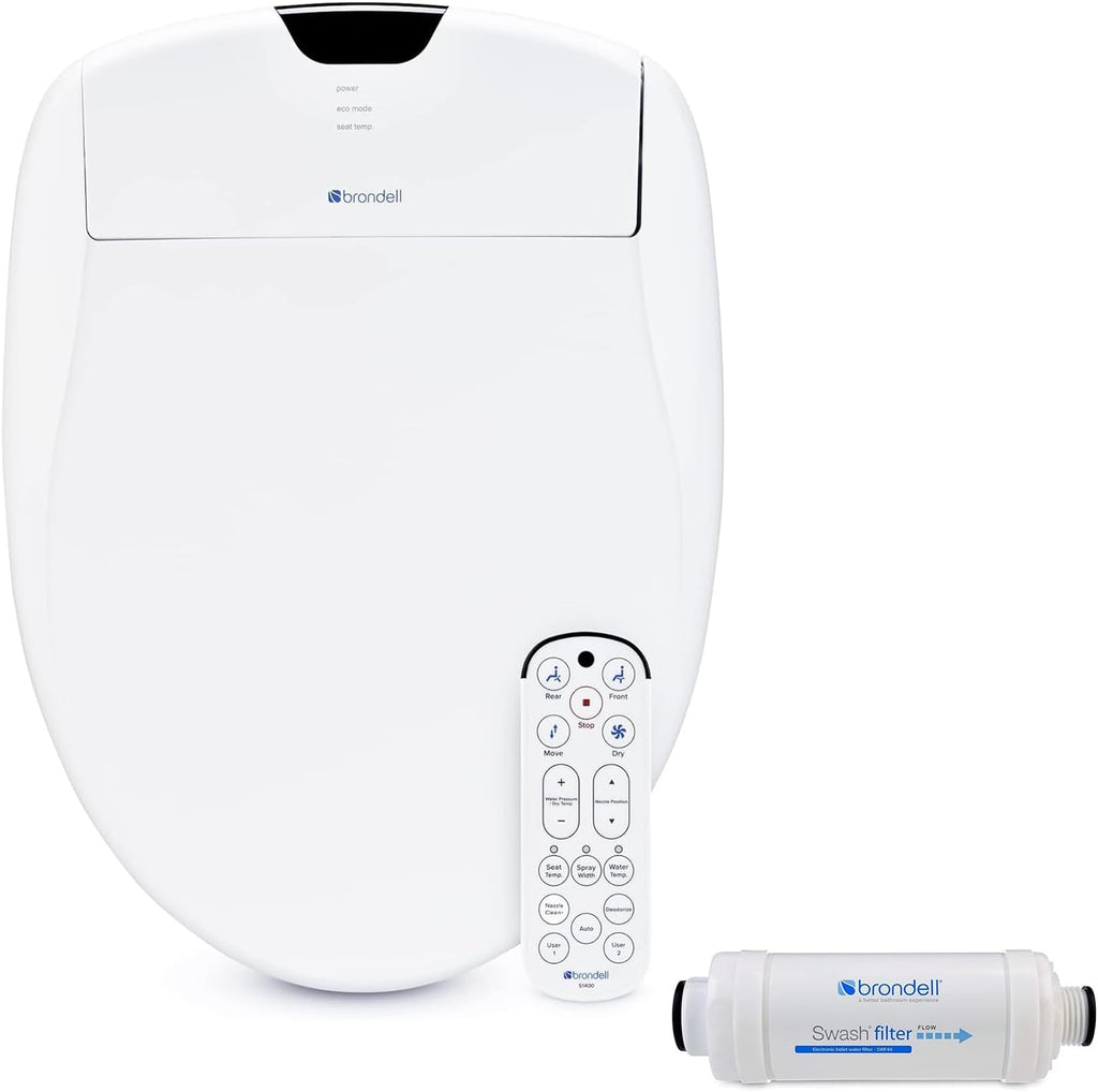 Brondell S1400-RW & SWF44 Bundle - Luxury Bidet Toilet Seat with Premium Carbon Water Filtration System for Round Toilets