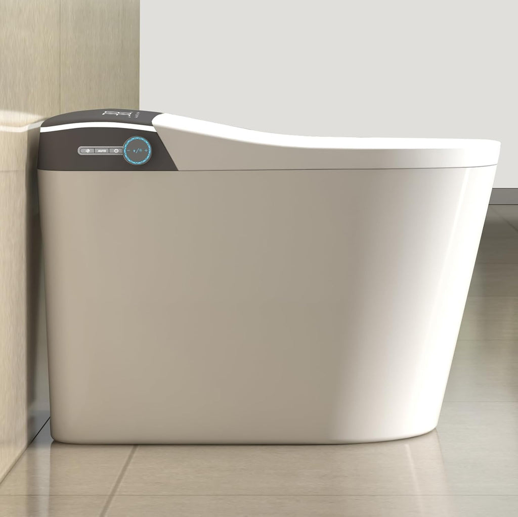 WinZo Luxury Smart Toilet With Bidet Built-in,Auto Open & Flush Auto Soft Close Seat, Hands-Free Adjusted Heated Seat & Warm Air Dyring Glossy White
