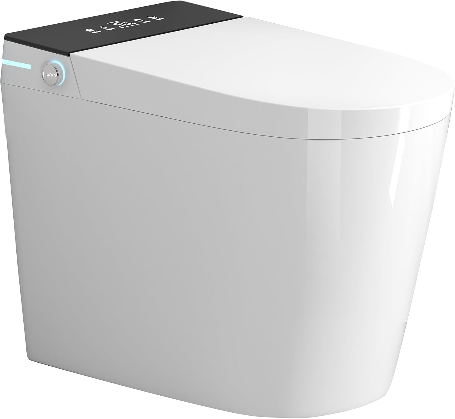 Compact Smart Toilet with Bidet Seat Built in, Tankless with 23.25' Depth, Auto Open Auto Flush, Heated Seat, Instant Warm Air Dryer for Small Bathrooms, White with Black Panel
