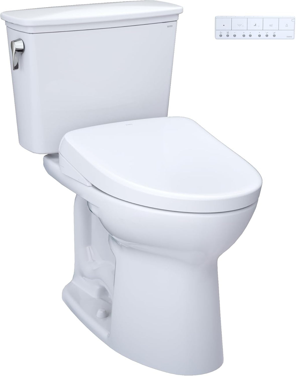 TOTO® Drake® Transitional WASHLET®+ Two-Piece Elongated 1.28 GPF Universal Height TORNADO FLUSH® Toilet with S7 Contemporary Bidet Seat, Cotton White - MW7864726CEFG#01