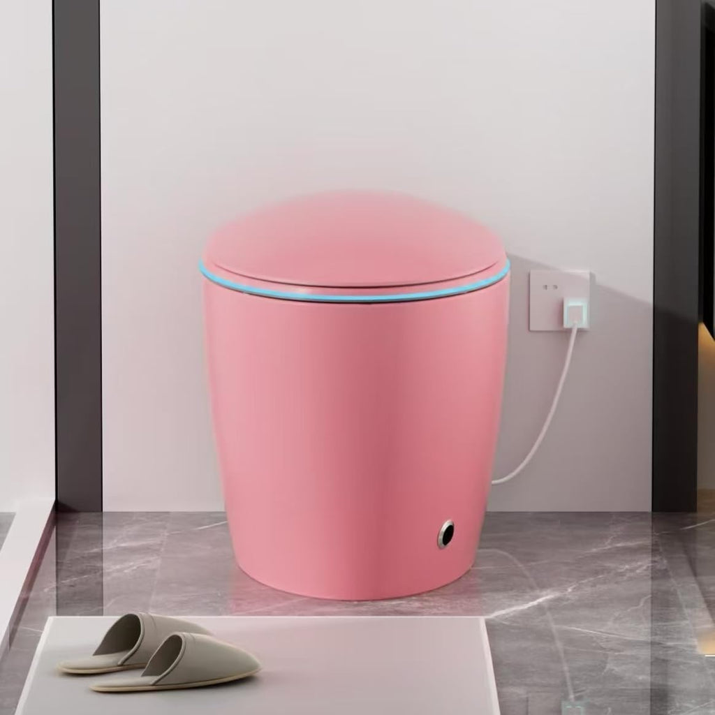Tankless Smart Toilet with Bidet Built In, Heated Seat, Warm Water and Dry Night Light, Auto Flush, Auto Open & Close Lid, ADA Comfort Height,Egg Design Pink