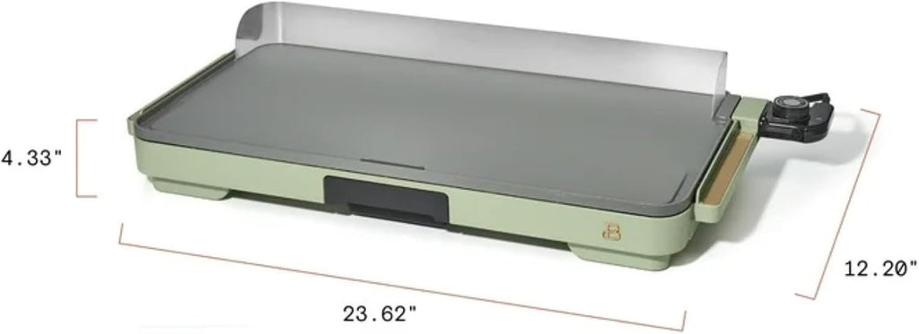 Extra Large Electric Griddle 12x22 Inch, 1500W Nonstick Countertop Griddle with Removable Backsplash and Adjustable Temperature Control for Family Breakfast & Indoor Cooking (Sage Green)