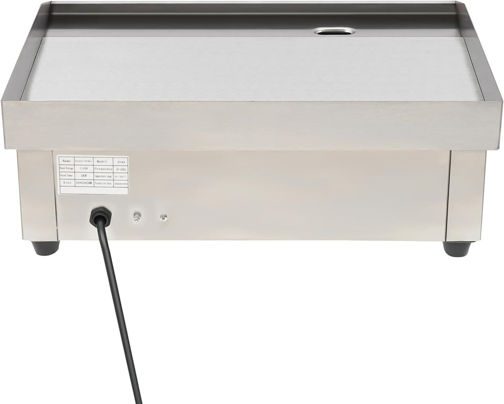 Commercial Electric Griddle, 3000W Multifunctional Countertop Griddle, 21.57 * 13.77in Non-Stick Flat Top Grill Stainless Steel Pancake Griddle Temperature 122℉-572℉ - Uniform Heating