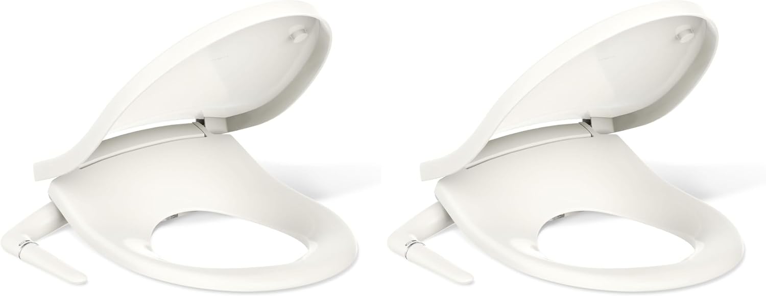 Kohler PureWash M250 Manual Round Bidet Toilet Seat, Biscuit, Quiet-Close Lid Prevents Slamming, Easy Installation with Quick-Release Hinges, Adjustable Spray Position & Pressure (Pack of 2)