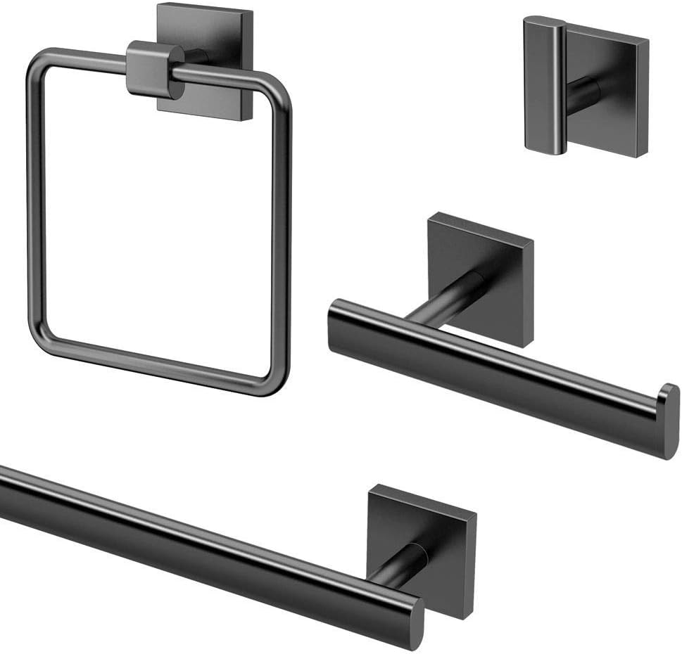 Gatco KA-ELE-4-MB Elevate 4-Piece Bathroom Accessory Kit, Matte Black