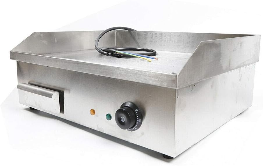 Commercial Flat Top Griddle, 3000W Electric Teppanyaki Griddle Nonstick Stainless Steel Countertop Grill with Adjustable Thermostatic Control 122°F-572°F 21.6'x13.8'(NO PLUG)