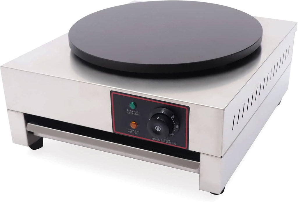 Commercial Crepe Maker Electric Griddle Crepe Maker 16 Inch 1700W Nonstick Professional Crepe Machine Maker, Round Crepe Griddle, 122°F-572°F Temp. Range for Crepes, Blintzes, Tortillas