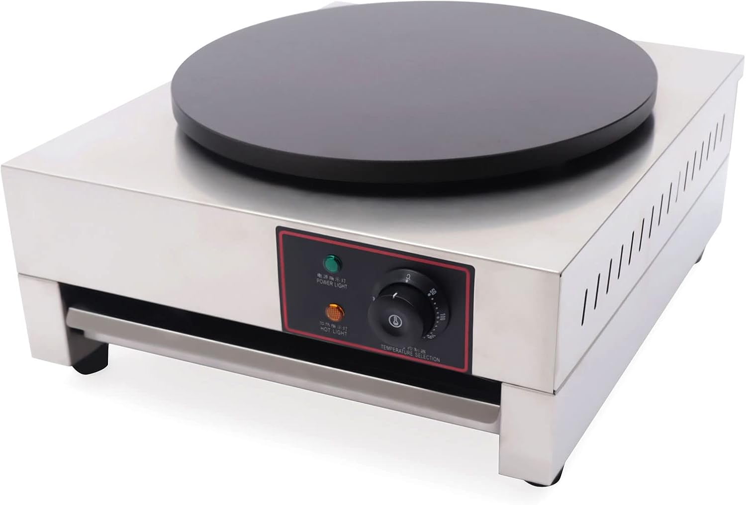 Commercial Crepe Maker Electric Griddle Crepe Maker 16 Inch 1700W Nonstick Professional Crepe Machine Maker, Round Crepe Griddle, 122°F-572°F Temp. Range for Crepes, Blintzes, Tortillas