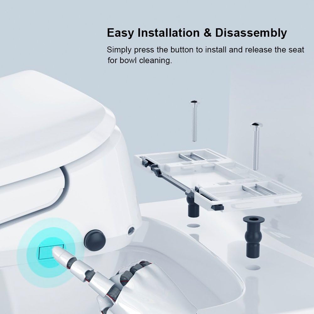 R&T V303 Electric Bidet Seat, Auto-Open Elongated Toilet Seat, Instant Warm Water, Adjustable Heated Seat, Air Dryer, Night Light, Remote Control, Bidet Attachment for Toilet