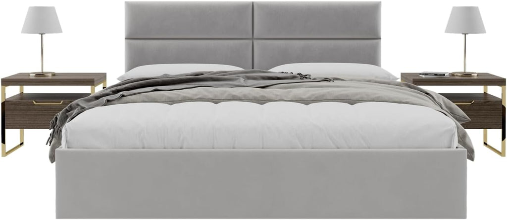 Vänt Upholstered Wall Panels - King/Cal King Size Wall Mounted Velvet Headboards - Velvet Platinum Grey - Twin/King - Set of 4 Panels (Each Individual Panel 39'x11.5')