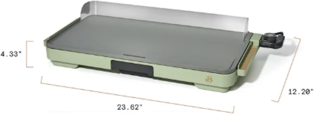 Stunning XL Electric Griddle 12' x 22,' Non-stick by Drew Barrymore (Sage Green)
