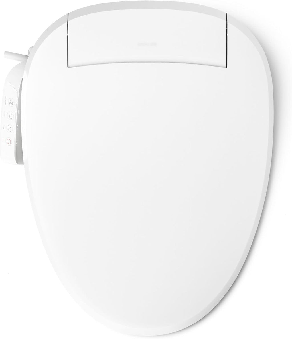 Kohler PureWash E525 Elongated Heated Bidet Toilet Seat, White, Warm Water, Quiet-Close Lid, Self-Cleaning Wand, Adjustable Water Pressure, Side Panel Controls, Easy Installation Bidet Attachment