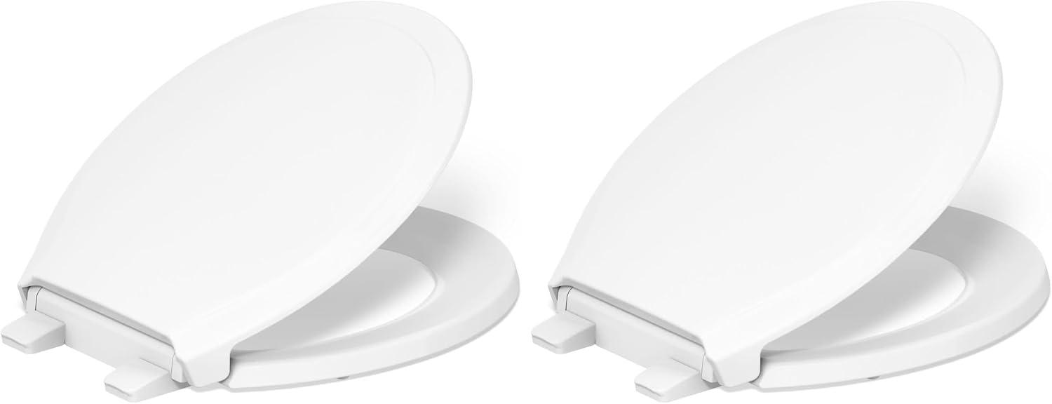 KOHLER 78052-RL-0 Rutledge ReadyLatch Quiet Close Rount Toilet Seat, Slow Close Lid and Seat, Grip-Tight Bumpers and Installation Hardware, White (Pack of 2)