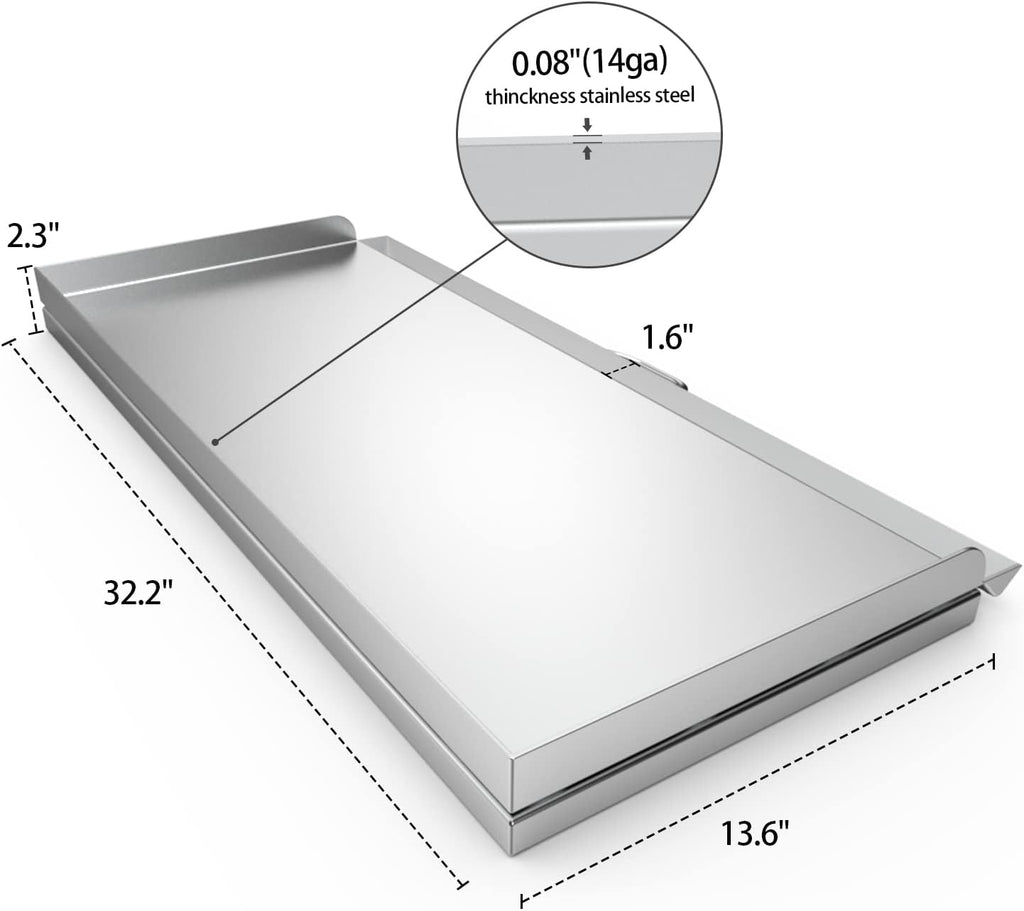 Stanbroil Cast Stainless Steel Replacement Cooking Griddle with Handle for Camp Chef SG60, Fits Camp Chef 14' 2 Burner Stove Cooking System and Other Similar Grills