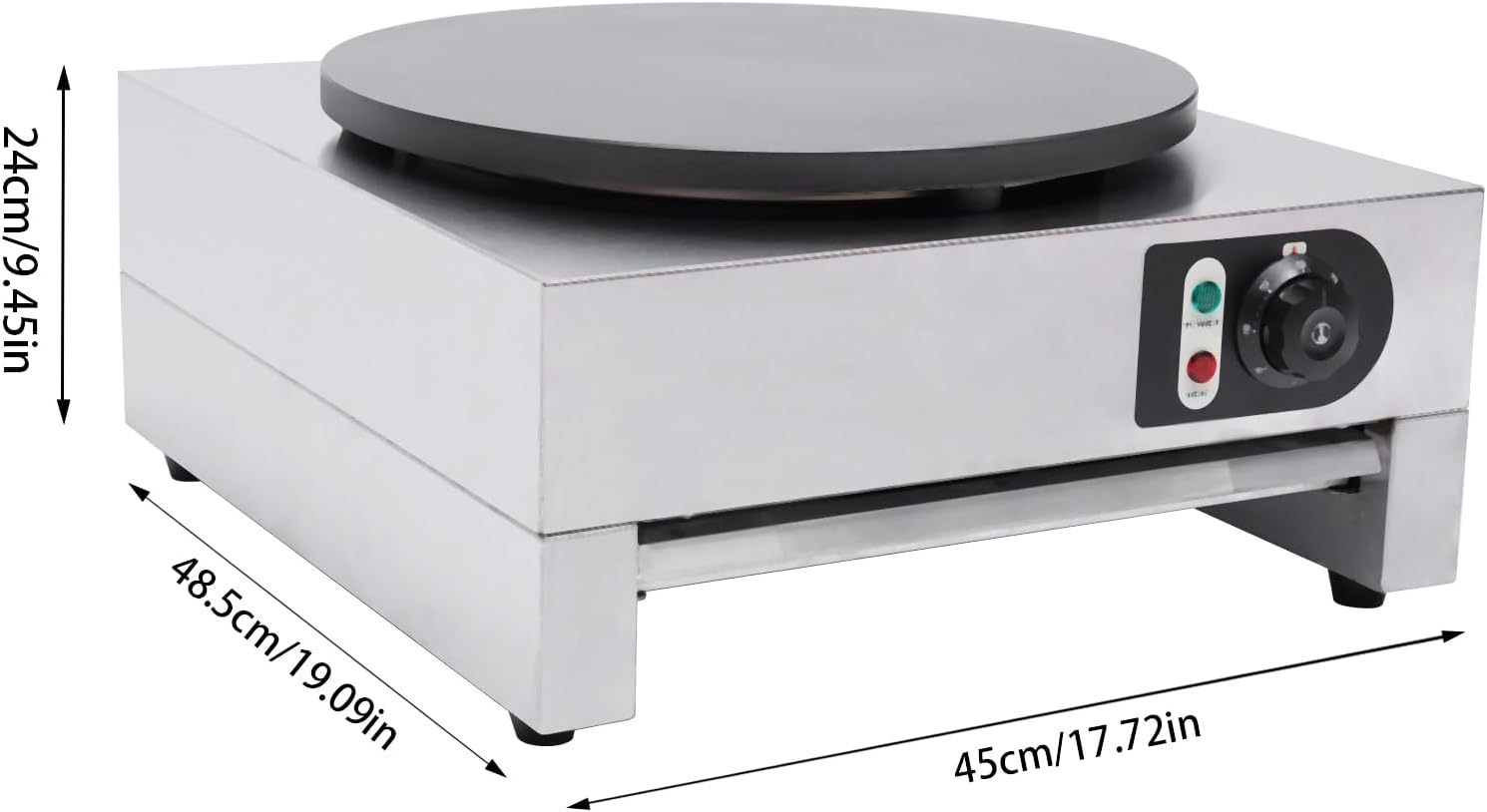 Electric Crepe Pancake Maker, 16 Inch Cast Iron Baking Pan Crepe Griddle Electric Crepe Machine Maker, Nonstick Commercial Crepe Maker, Temp. Range 122-572℉ for Crepes, Tortillas, Blintzes