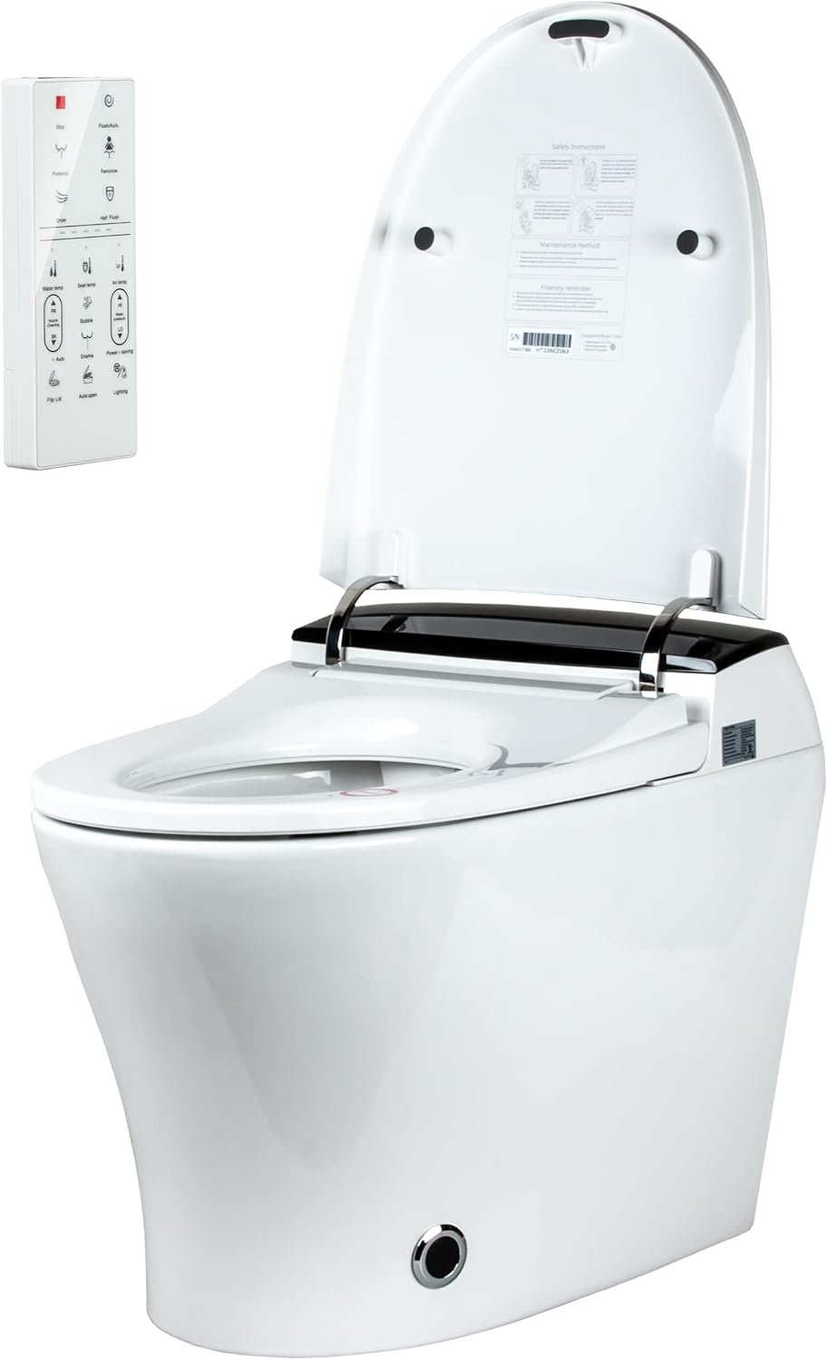 EUROTO Luxury Dual Flush Smart Toilet Bidet - Auto Open/Close Lid, Instant Heated Seat and Warm Water, Adjustable Water Pressure and Foot-Kick Sensor with 3-User Memory Setting