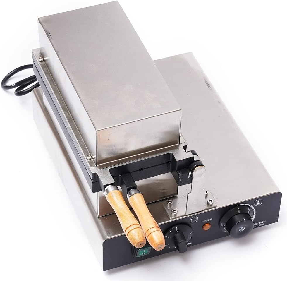 Waffle Ball Maker, 110V 1600W Commercial Bubble Shaped Waffle Ball Maker Electric Stainless Steel Rotatable Double-Head Heating Waffle Ball Making for Tea Shops, Snack Bars (3 Roots 110V 1600W)